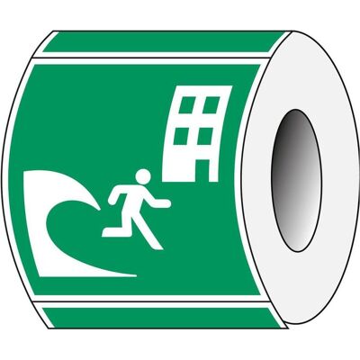 Brady, Sicherheitskennzeichnung, ISO-Sicherheitsschild - Evakuierungsgebäude bei Tsunami Brady, Sicherheitskennzeichnung, ISO-Sicherheitsschild - Evakuierungsgebäude bei Tsunami