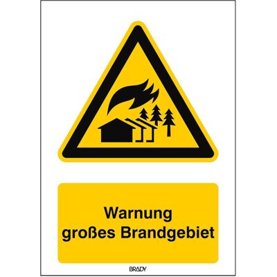 Brady, Sicherheitskennzeichnung, ISO-Sicherheitsschild - Warnung grosses Brandgebiet Brady, Sicherheitskennzeichnung, ISO-Sicherheitsschild - Warnung grosses Brandgebiet