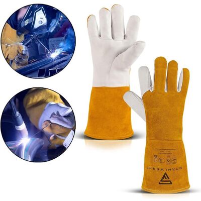 Stahlwerk, Schutzhandschuhe, Schweisserhandschuhe Arbeitshandschuhe Echtleder hitzebeständig (One Size) Stahlwerk, Schutzhandschuhe, Schweisserhandschuhe Arbeitshandschuhe Echtleder hitzebeständig (One Size)
