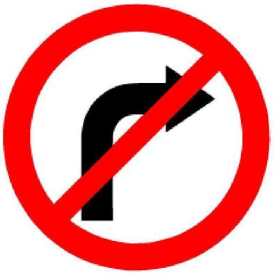 BRW, Sicherheitskennzeichnung, Signaltafel Abbiegen nach rechts verboten 2.42 BRW, Sicherheitskennzeichnung, Signaltafel Abbiegen nach rechts verboten 2.42