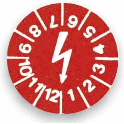 Cimco, Sicherheitskennzeichnung, Prüfplaketten Blitz rot Cimco, Sicherheitskennzeichnung, Prüfplaketten Blitz rot
