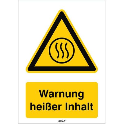 Brady, Sicherheitskennzeichnung, W/W079/DE438-TW-297X420/1, ISO-Sicherheitsschild - Warnung heisser Inhalt Brady, Sicherheitskennzeichnung, W/W079/DE438-TW-297X420/1, ISO-Sicherheitsschild - Warnung heisser Inhalt