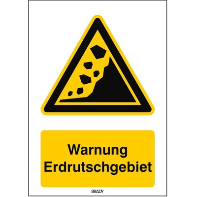 Brady, Sicherheitskennzeichnung, ISO-Sicherheitsschild - Warnung Erdrutschgebiet Brady, Sicherheitskennzeichnung, ISO-Sicherheitsschild - Warnung Erdrutschgebiet