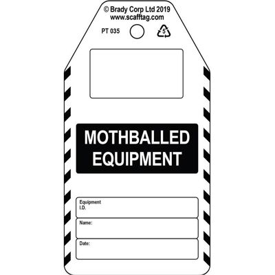Brady, Sicherheitskennzeichnung, PROC-GB-PT 035-50, Mothballed Equipment - Anhänger, Polypropylene, Schwarz auf Weiss, 150 x 8 Brady, Sicherheitskennzeichnung, PROC-GB-PT 035-50, Mothballed Equipment - Anhänger, Polypropylene, Schwarz auf Weiss, 150 x 8