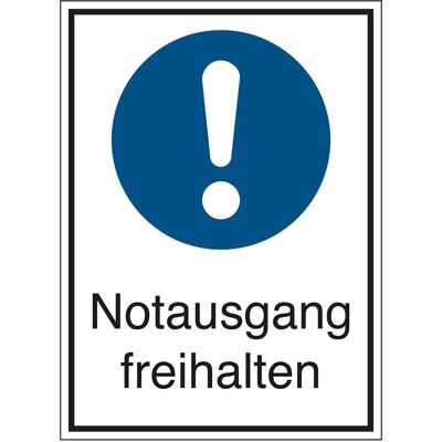 Brady, Sicherheitskennzeichnung, STD-114-131x185-B7541, Gebotsschilder - Notausgang freihalten Brady, Sicherheitskennzeichnung, STD-114-131x185-B7541, Gebotsschilder - Notausgang freihalten