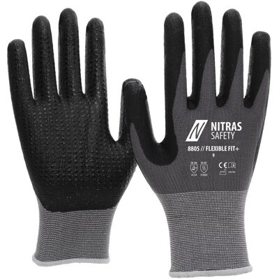 Nitras, Schutzhandschuhe, FLEXIBLE FIT, Strickhandschuhe, Spezial-Stretch-Strick, grau, Spezialbeschichtung, schwarz, t (8) Nitras, Schutzhandschuhe, FLEXIBLE FIT, Strickhandschuhe, Spezial-Stretch-Strick, grau, Spezialbeschichtung, schwarz, t (8)