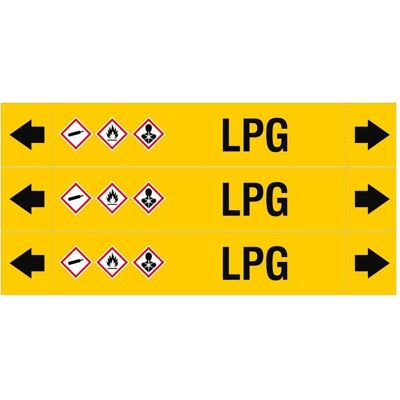 Brady, Sicherheitskennzeichnung, ASME - Rohrmarkierer - LPG Brady, Sicherheitskennzeichnung, ASME - Rohrmarkierer - LPG