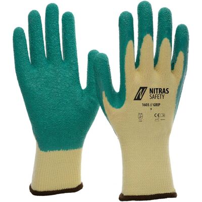 Nitras, Schutzhandschuhe, GRIP, Latexhandschuhe, Polyester, gelb, Latex-Beschichtung, grün (Farbcode: 4330), teilbeschi (11, 8) Nitras, Schutzhandschuhe, GRIP, Latexhandschuhe, Polyester, gelb, Latex-Beschichtung, grün (Farbcode: 4330), teilbeschi (11, 8)