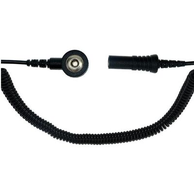 Top Swede, Zubehör Arbeitsschutz, ESD Spiralkabel, 1 Mohm, schwarz, 1,8 m, 3 mm Druckknopf, Bananenstecker (Statikschutz) Top Swede, Zubehör Arbeitsschutz, ESD Spiralkabel, 1 Mohm, schwarz, 1,8 m, 3 mm Druckknopf, Bananenstecker (Statikschutz)
