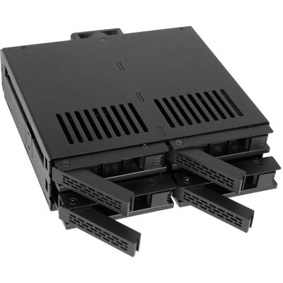 Icy Dock 4x 2.5 Sata/SAS in 1x5 25 bay mobile rack screwless trays bl, SSD + Festplatte Zubehör Icy Dock 4x 2.5 Sata/SAS in 1x5 25 bay mobile rack screwless trays bl, SSD + Festplatte Zubehör