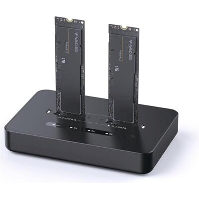 Gembird DD2-U3M2 Desktop dual drive USB Type-C M.2 NVME (and SATA) SSD docking station black, SSD + Festplatte Zubehör Gembird DD2-U3M2 Desktop dual drive USB Type-C M.2 NVME (and SATA) SSD docking station black, SSD + Festplatte Zubehör