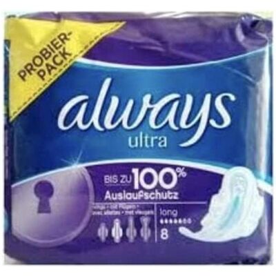 Always Ultra Long Sanitary Wings Größe 2 - Pack von 8 - Damenbinden Always Ultra Long Sanitary Wings Größe 2 - Pack von 8 - Damenbinden
