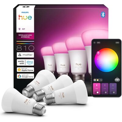Philips Hue, Leuchtmittel, Hue A60 - E27 pre - 810 - 4-pak (E27, 810 lm, 4x) Philips Hue, Leuchtmittel, Hue A60 - E27 pre - 810 - 4-pak (E27, 810 lm, 4x)