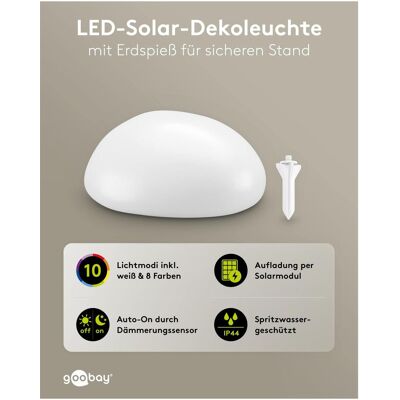 Goobay, Gartenbeleuchtung, 2er-Set LED-Solar-Dekoleuchte Stein, 24 cm, Grösse M, RGBW (10 lm, IP44) Goobay, Gartenbeleuchtung, 2er-Set LED-Solar-Dekoleuchte Stein, 24 cm, Grösse M, RGBW (10 lm, IP44)