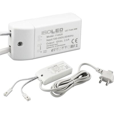 Isoled, Beleuchtung Zubehör, LED Trafo MiniAMP 12V/DC, 0-30W, 200cm Kabel mit Flachstecker, sekundär 2 female Buchsen Isoled, Beleuchtung Zubehör, LED Trafo MiniAMP 12V/DC, 0-30W, 200cm Kabel mit Flachstecker, sekundär 2 female Buchsen