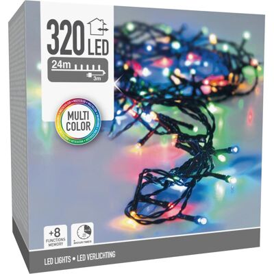 Koopman, Lichterkette, LED-Lichterkette bunt, 320 LEDs, Grünes Kabel, Innen/Aussen, 27m, 8 Funk. (27 m) Koopman, Lichterkette, LED-Lichterkette bunt, 320 LEDs, Grünes Kabel, Innen/Aussen, 27m, 8 Funk. (27 m)