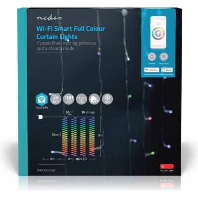 Nedis, Lichterkette, SmartLife Dekorative LED Wi-Fi RGB 180 LED's 3 m Android™ / IOS (3 m) Nedis, Lichterkette, SmartLife Dekorative LED Wi-Fi RGB 180 LED's 3 m Android™ / IOS (3 m)