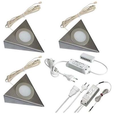 Hera, Wandleuchte + Deckenleuchte, 3er Set UL 2-LED F 3W 61055931202ww edelstahl mit Schalter+Trafo (210 lm) Hera, Wandleuchte + Deckenleuchte, 3er Set UL 2-LED F 3W 61055931202ww edelstahl mit Schalter+Trafo (210 lm)