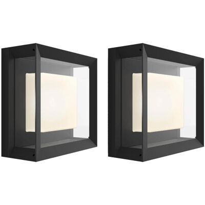 Philips Gartenbeleuchtung, Hue Econic Muurlamp Weiss und Farbe Zwart Modern Duo Pack Philips Gartenbeleuchtung, Hue Econic Muurlamp Weiss und Farbe Zwart Modern Duo Pack