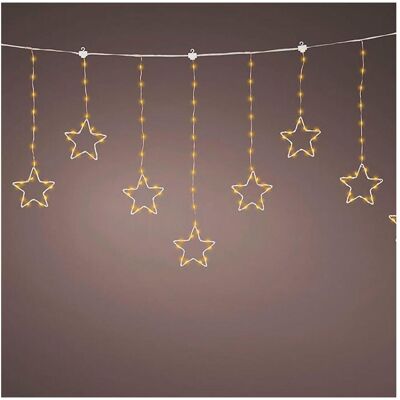 Lumineo, Lichterkette, Outdoor led curtain lights with stars, 8 functions, warm white, silver cable, 1.2 m (1.20 m) Lumineo, Lichterkette, Outdoor led curtain lights with stars, 8 functions, warm white, silver cable, 1.2 m (1.20 m)