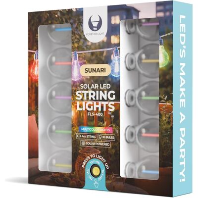 Forever Light, Lichterkette, Solar LED String Lights SUNARI FLS-400 4m 10 bulbs multicolor (4 m) Forever Light, Lichterkette, Solar LED String Lights SUNARI FLS-400 4m 10 bulbs multicolor (4 m)