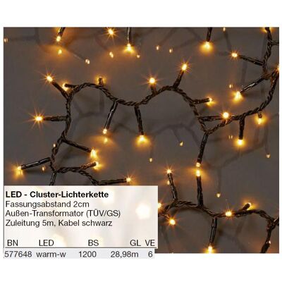 Hellum, Lichterkette, Led Lichterkette aussen Cluster I 23,98m 1200 LED Cluster Lichterkette warmweiss mit Timer I St (23.98 m) Hellum, Lichterkette, Led Lichterkette aussen Cluster I 23,98m 1200 LED Cluster Lichterkette warmweiss mit Timer I St (23.98 m)