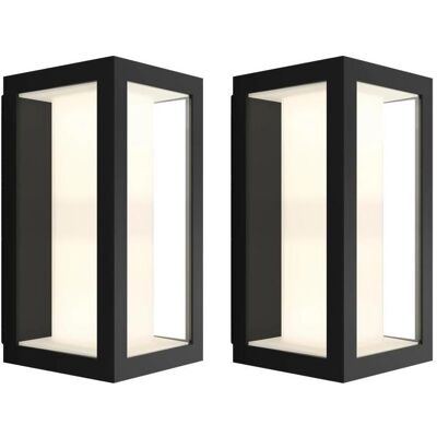 Philips Gartenbeleuchtung, Hue beeindrucken Muurlamp Weiss und Farbe Zwart Smale Duo Pack Philips Gartenbeleuchtung, Hue beeindrucken Muurlamp Weiss und Farbe Zwart Smale Duo Pack