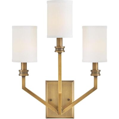 Elstead Lighting, Gartenbeleuchtung, Elstead Moore Wandleuchte E14 3-fach Heritage Messing mit Leinenschirm elfenbeinfarben Weiss (E14) Elstead Lighting, Gartenbeleuchtung, Elstead Moore Wandleuchte E14 3-fach Heritage Messing mit Leinenschirm elfenbeinfarben Weiss (E14)