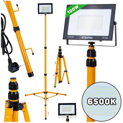 Keltin, Arbeitsleuchte, LED Strahler 100W mit Stativ, Fluter 230V, 6500K Keltin, Arbeitsleuchte, LED Strahler 100W mit Stativ, Fluter 230V, 6500K