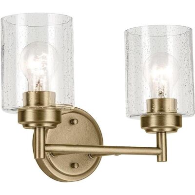 Elstead Lighting, Gartenbeleuchtung, Elstead Winslow Wandleuchte E27 2-fach Naturmessing Glas mit Luftbläschen (E27) Elstead Lighting, Gartenbeleuchtung, Elstead Winslow Wandleuchte E27 2-fach Naturmessing Glas mit Luftbläschen (E27)