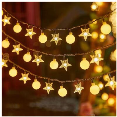 Emos, Lichterkette, 10 m lange Lichterkette (80 LEDs) mit USB-Anschluss, Sterne und Kugeln, warmweiss (10 m) Emos, Lichterkette, 10 m lange Lichterkette (80 LEDs) mit USB-Anschluss, Sterne und Kugeln, warmweiss (10 m)
