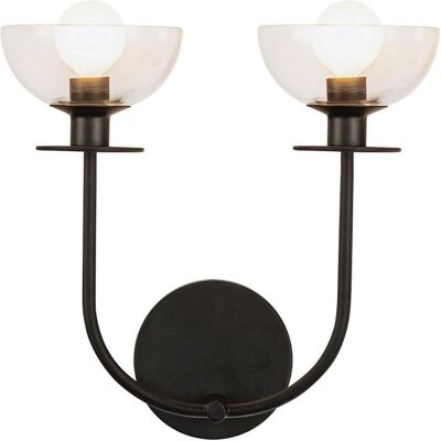 Elstead Lighting, Gartenbeleuchtung, Elstead Sylvia Wandleuchte E14 2-fach Mattes Schwarz Glas klar (E14) Elstead Lighting, Gartenbeleuchtung, Elstead Sylvia Wandleuchte E14 2-fach Mattes Schwarz Glas klar (E14)