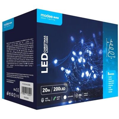 Modee, Lichterkette, Weihnachtsbaumlichter 20m KALT 200LED ML-C2005 (20 m) Modee, Lichterkette, Weihnachtsbaumlichter 20m KALT 200LED ML-C2005 (20 m)