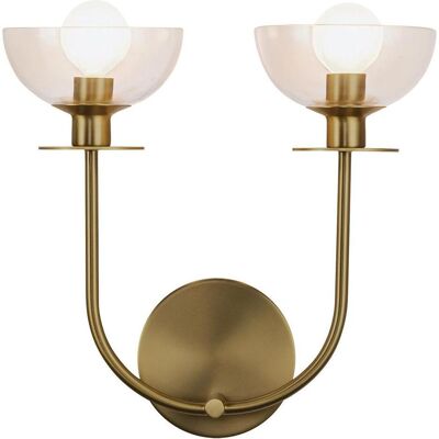 Elstead Lighting, Gartenbeleuchtung, Elstead Sylvia Wandleuchte E14 2-fach Gebürstete Goldoptik Glas klar (E14) Elstead Lighting, Gartenbeleuchtung, Elstead Sylvia Wandleuchte E14 2-fach Gebürstete Goldoptik Glas klar (E14)