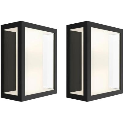 Philips Gartenbeleuchtung, Hue beeindrucken Muurlamp Weiss und Farbe Zwart Breed Duo Pack Philips Gartenbeleuchtung, Hue beeindrucken Muurlamp Weiss und Farbe Zwart Breed Duo Pack