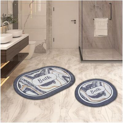 Miqna, Badteppich, 2-tlg. rutschfestes Badteppich Set, waschbar (60x100 & 50x60 cm) (100 x 60 cm) Miqna, Badteppich, 2-tlg. rutschfestes Badteppich Set, waschbar (60x100 & 50x60 cm) (100 x 60 cm)