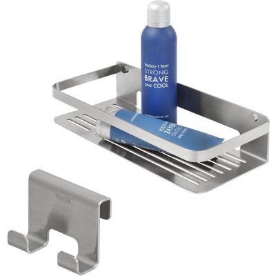 Tiger, Duschablage, Caddy - Douchemand 32 cm met douchecabinehaak - 6-8 mm - RVS geborsteld Tiger, Duschablage, Caddy - Douchemand 32 cm met douchecabinehaak - 6-8 mm - RVS geborsteld