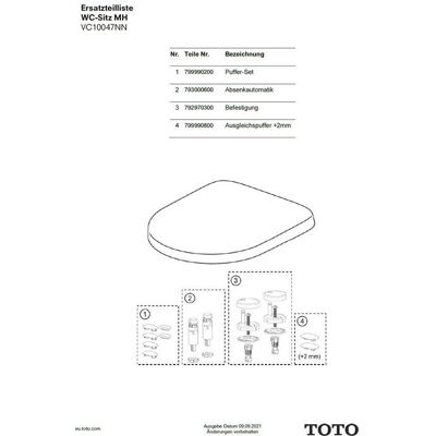 TOTO, WC Deckel, Puffer-Set + 2mm, für WC-Sitz MH/NC/ES TOTO, WC Deckel, Puffer-Set + 2mm, für WC-Sitz MH/NC/ES