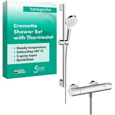 Hansgrohe Duschsystem, HG Br.set CROMETTA ECOSTAT 1001 CL COMBI Brausestange 650mm weiss/chrom Hansgrohe Duschsystem, HG Br.set CROMETTA ECOSTAT 1001 CL COMBI Brausestange 650mm weiss/chrom