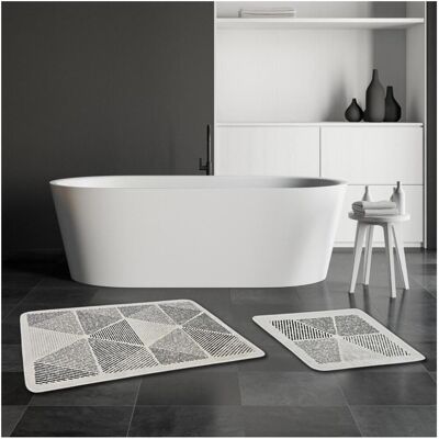 Miqna, Badteppich, 2-tlg. rutschfestes Badteppich Set, waschbar (60x100 & 50x60 cm) (100 x 50 cm) Miqna, Badteppich, 2-tlg. rutschfestes Badteppich Set, waschbar (60x100 & 50x60 cm) (100 x 50 cm)