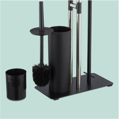 Relaxdays, Toilettenbürste, - WC-Garnitur Edelstahl mit Ablage, Schwarz/Silber, 77 x 30 x 15 cm Relaxdays, Toilettenbürste, - WC-Garnitur Edelstahl mit Ablage, Schwarz/Silber, 77 x 30 x 15 cm