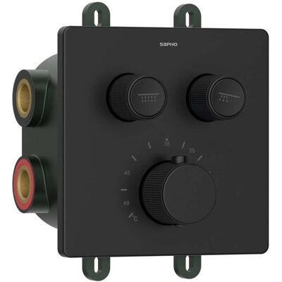 Sapho, Duscharmatur + Badewannenarmatur, smart select - thermostatische douchekraan, voor 2 functies, met inbouwdeel, mat zwart Sapho, Duscharmatur + Badewannenarmatur, smart select - thermostatische douchekraan, voor 2 functies, met inbouwdeel, mat zwart