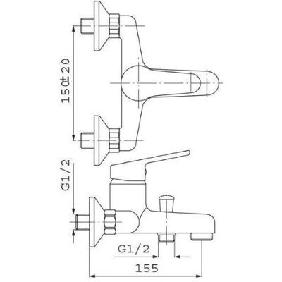 FERRON, Duscharmatur + Badewannenarmatur, Bateria wannowa Ferro Standard ścienne chrom (BST11) FERRON, Duscharmatur + Badewannenarmatur, Bateria wannowa Ferro Standard ścienne chrom (BST11)