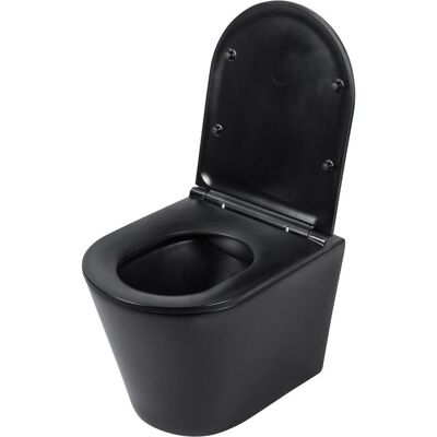 Differnz, Toilette + Bidet, wand toilet rimless met zitting - Keramiek - Mat zwart - 51.5 x 35.5 x 36.5 cm (38.500.03) Differnz, Toilette + Bidet, wand toilet rimless met zitting - Keramiek - Mat zwart - 51.5 x 35.5 x 36.5 cm (38.500.03)