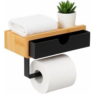 Relaxdays, Toilettenpapierhalter, Bambus Toilettenpapierhalter mit Ablage Relaxdays, Toilettenpapierhalter, Bambus Toilettenpapierhalter mit Ablage