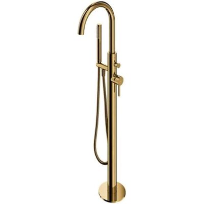 Omnires, Duscharmatur + Badewannenarmatur, Y freistehende goldene Wannen- und Duscharmatur Omnires, Duscharmatur + Badewannenarmatur, Y freistehende goldene Wannen- und Duscharmatur