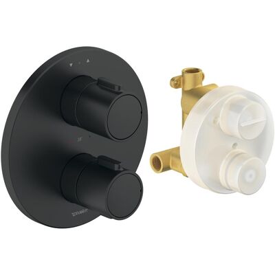 Duravit Duscharmatur + Badewannenarmatur, Robinetterie thermostatique Set thermostatique encastré, rosace ronde, 2 consommateurs, 24 l/min Duravit Duscharmatur + Badewannenarmatur, Robinetterie thermostatique Set thermostatique encastré, rosace ronde, 2 consommateurs, 24 l/min