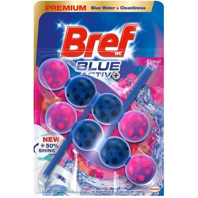 Bref, Toilettenbürste, WC Double Water Blue Floral Toilettenbürstenhalter mit rosa Kugeln - 2er-Pack Bref, Toilettenbürste, WC Double Water Blue Floral Toilettenbürstenhalter mit rosa Kugeln - 2er-Pack