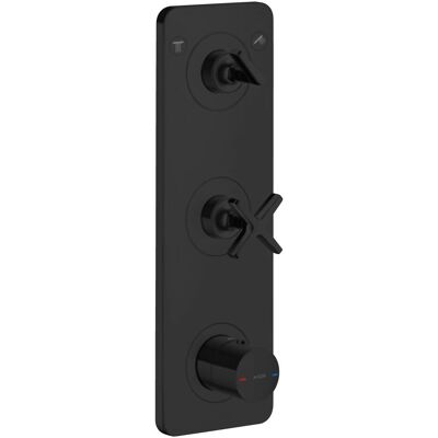 Hansgrohe Duscharmatur + Badewannenarmatur, Fertigmontageset AXOR CITTERIO E Thermostatmodul mattschwarz Hansgrohe Duscharmatur + Badewannenarmatur, Fertigmontageset AXOR CITTERIO E Thermostatmodul mattschwarz