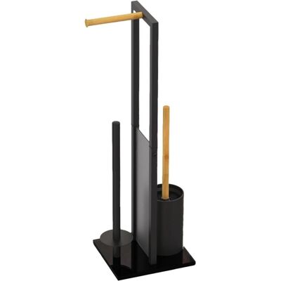 Relaxdays, Toilettenbürste, - WC-Garnitur 3-in-1 Bambus, Schwarz/Hellbraun, 65 x 21 x 18 cm Relaxdays, Toilettenbürste, - WC-Garnitur 3-in-1 Bambus, Schwarz/Hellbraun, 65 x 21 x 18 cm